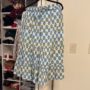 Blue Floral Tiered Cotton Skirt